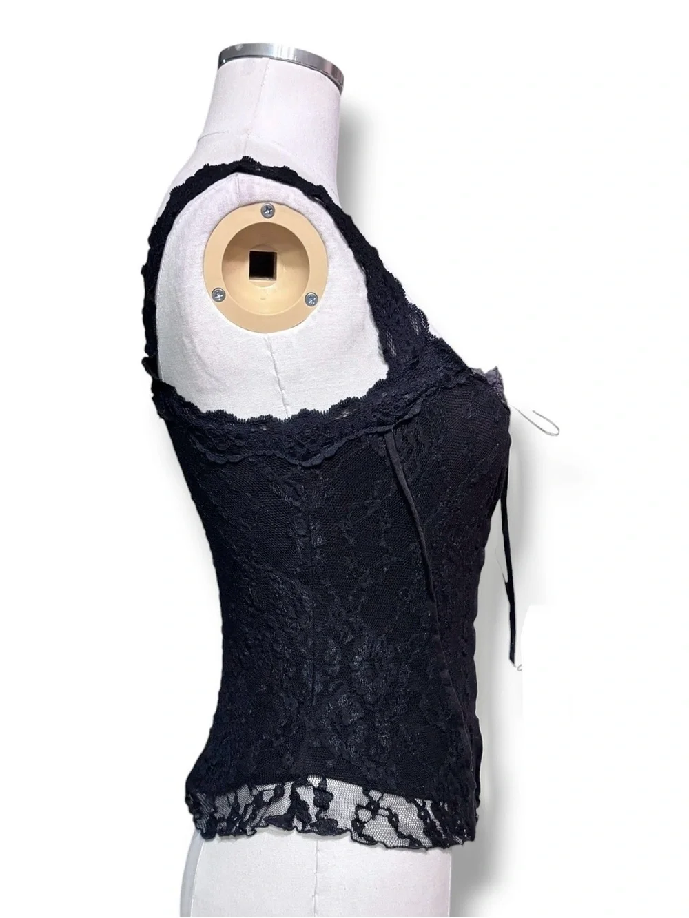 NECESSARY OBJECTS Black Stretch Lace Layered Corset Style Camisole VINTAGE Y2K - Picture 2 of 7